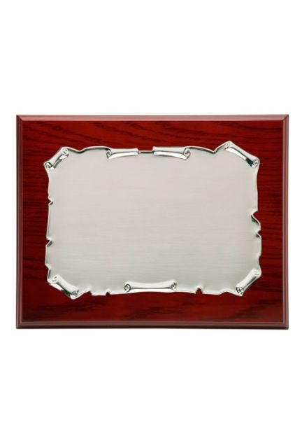 placa homenaje pergamino de laton plateado 135_P-1264