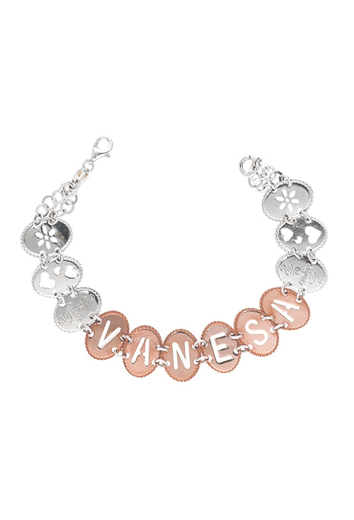 pulsera de plata blanca y rosa nombre vanesa vista cenital precio especial outlet joyeria online 200_U2428-VANESA-R