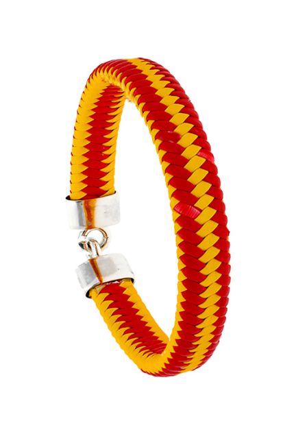 pulsera plata y simil piel formando los colores de la bandera española unisex precio barato en joyeria online 083_CASQUILLA-AG