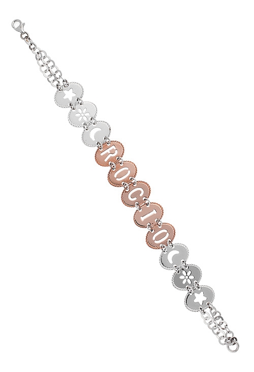 pulsera para mujer plata de ley nombre rocio terminada en bicolor foto desde extendida precio especial muy barato joyeria online 200_U2428-ROCIO-R_02