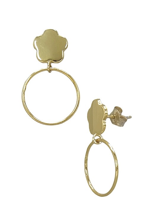 Pendientes de oro 18k circulo colgando de flor 030_NO-47-85820