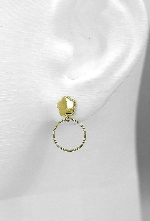Pendientes de oro 18k circulo colgando de flor 030_NO-47-85821