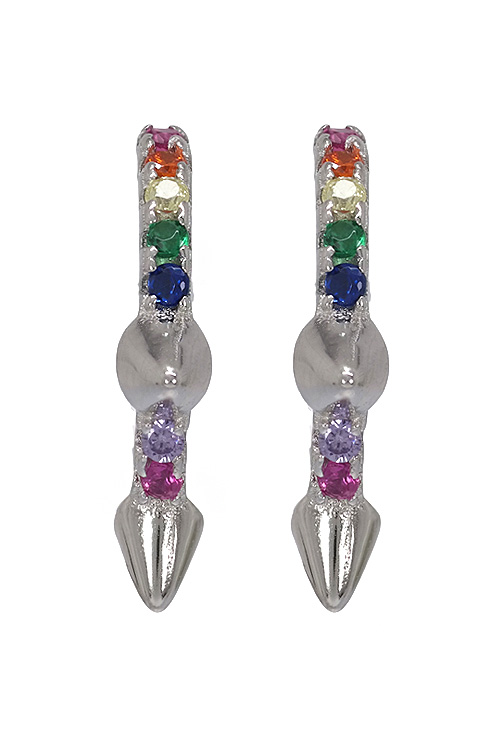 pendientes de plata aros con puntas tipo punk foto frontal precio especial online