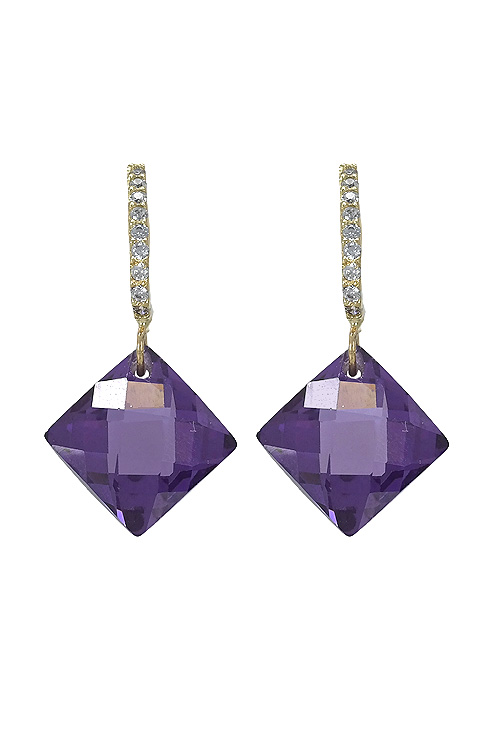 pendientes largos de oro 18k con amatistas precio muy barato joyeria online foto de frente 030_3440-1