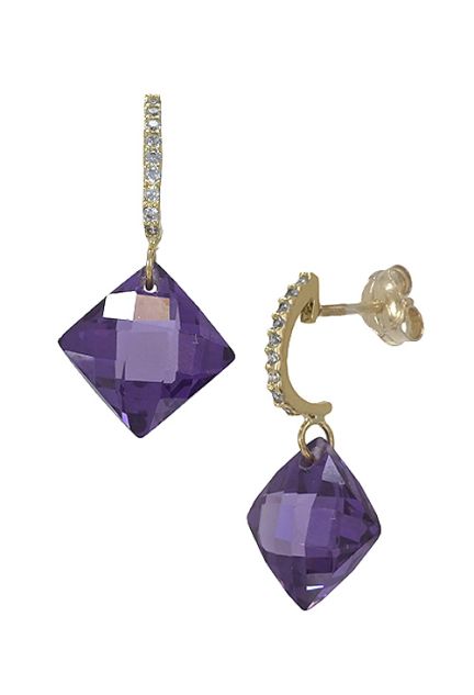 pendientes largos de oro 18k con amatistas precio muy barato joyeria online foto de lado 030_3440-1_01