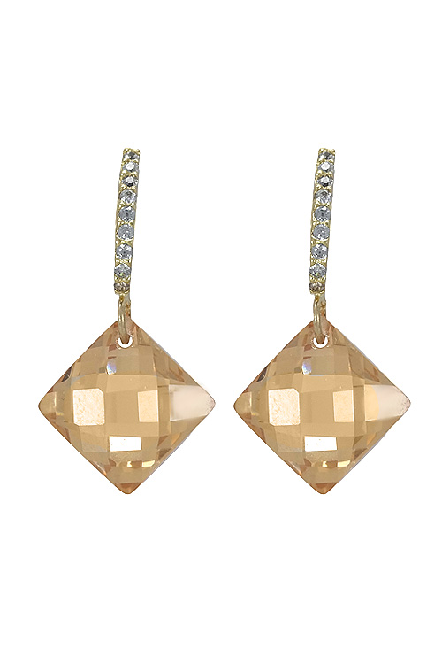 pendientes largos de oro amarillo con circonitas y citrino precio barato joyeria online 030_3440-2