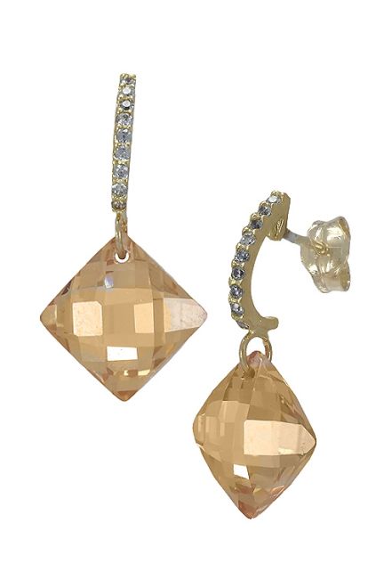 pendientes largos de oro amarillo con circonitas y citrino precio barato joyeria online foto lateral 030_3440-2_01