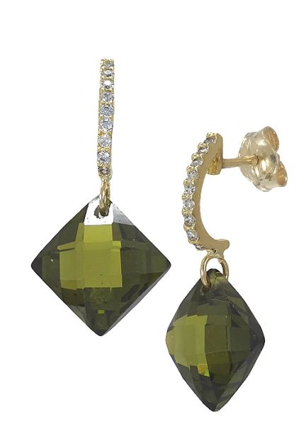 pendientes largos de oro amarillo con circonitas y cuarzo verde precio barato joyeria online foto lateral 030_3440-4_01