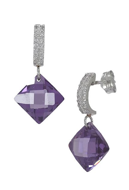 pendientes largos de oro blanco 18k con circonitas y amatistas foto de lado precio especial online muy barato 030_3441B-1_01