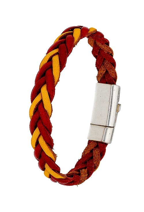 Pulsera de piel para hombre con bandera España 302_TH34