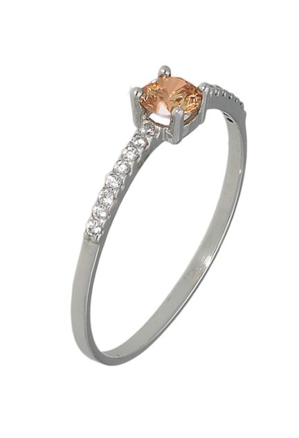 anillo mujer oro blanco primera ley 18 kilates con garra de cuatro patas con citrino redondo foto oblicua 030_3384B-C_01