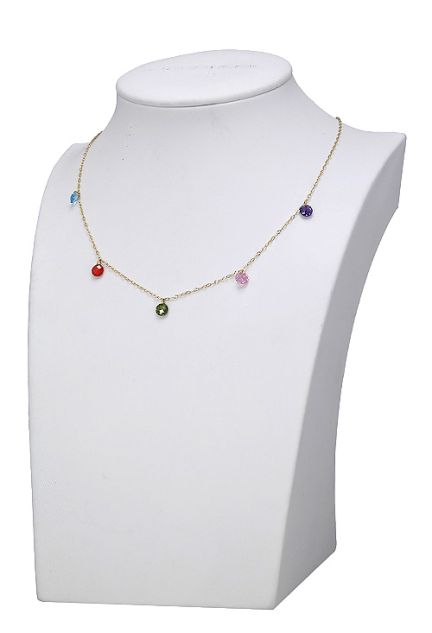 Gargantilla de oro amarillo con fetiches de cuarzo de colores en cadena forzada fina peto 020_COLOR-G-40_01