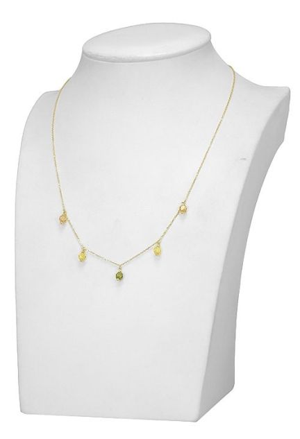 Gargantilla oro 18k 5 piedras semipreciosas sobre busto
