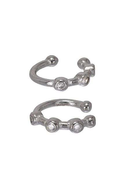 Pendiente de helix para la oreja de plata de ley con motivo de chatones con circonitas en tu joyeria online frontal