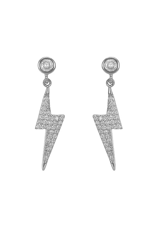 Pendientes de plata con forma de rayo con circonitas frontal 280_2023003