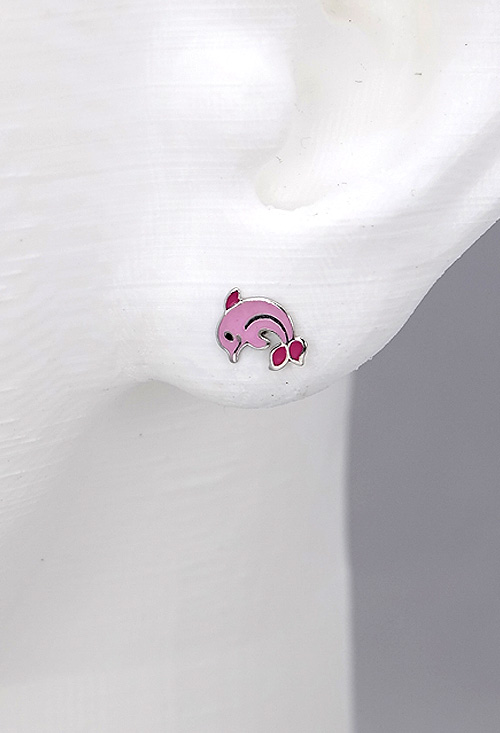 pendientes de plata esmaltados en rosa delfines foto maniqui precio barato joyeria online 240_PPL-DELF-R_02