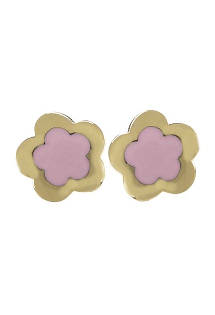 Pendientes tipo flor de oro amarillo de ley con circonita frontal en nuestra joyeria online