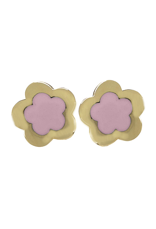 Pendientes tipo flor de oro amarillo de ley con circonita frontal en nuestra joyeria online