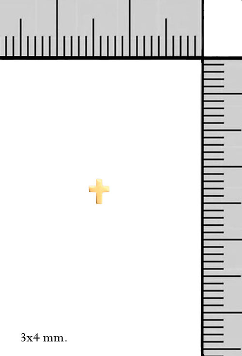 piercing oro amarillo 18 kilates con forma de cruz especifico para el tragus vista medidas