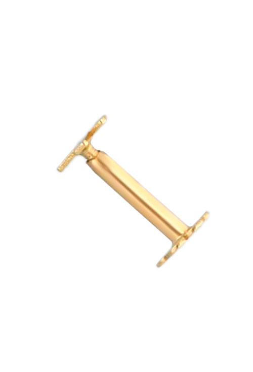 piercing oro amarillo 18 kilates con forma de cruz especifico para el tragus vista lateral