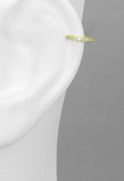 piercing plata chapada en amarillo de ley y circonitas para helix vista peto