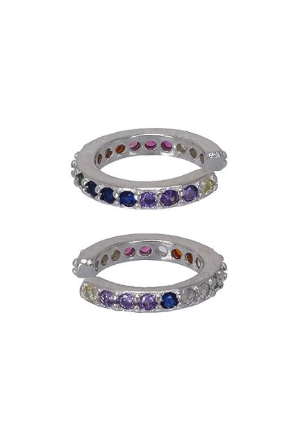 piercing plata de ley con galeria de circonitas de color para helix vista principal dos