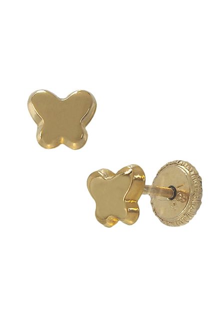 pendientes oro amarillo 18 kilates forma mariposa para niña vista lateral 030_2761_01