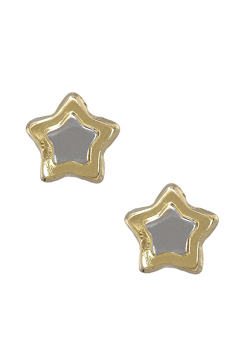 Pendientes para niña oro ley 18 kilates estrella bicolor 030_2882