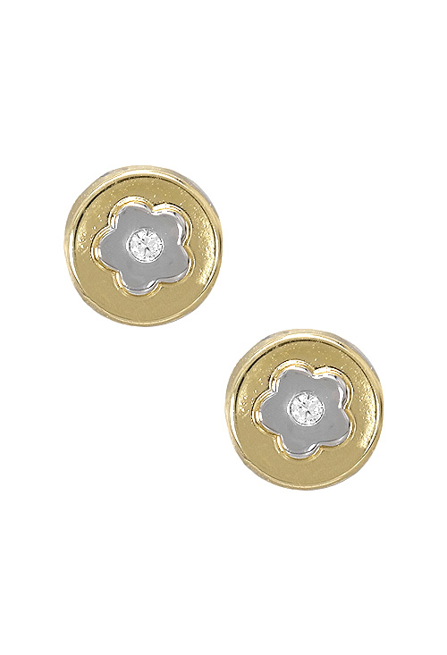 Pendientes para niña oro ley 18 kilates chatón bicolor 030_2764