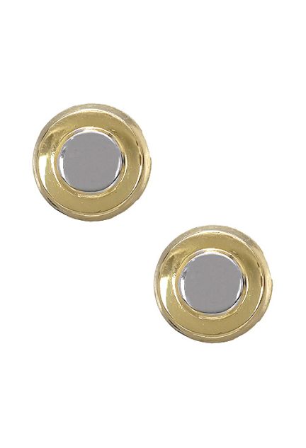 pendientes para niña oro bicolor 18 kilates con tuercas de tornillo foto frontal precio barato joyeria online 030_2880