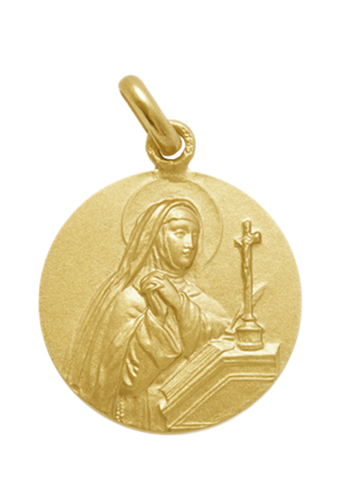 Medalla de oro amarillo de ley de 18 kilates con imagen de Santa Teresa de Jesus de 20 milimetros 268_M1-1-20-20 imagen