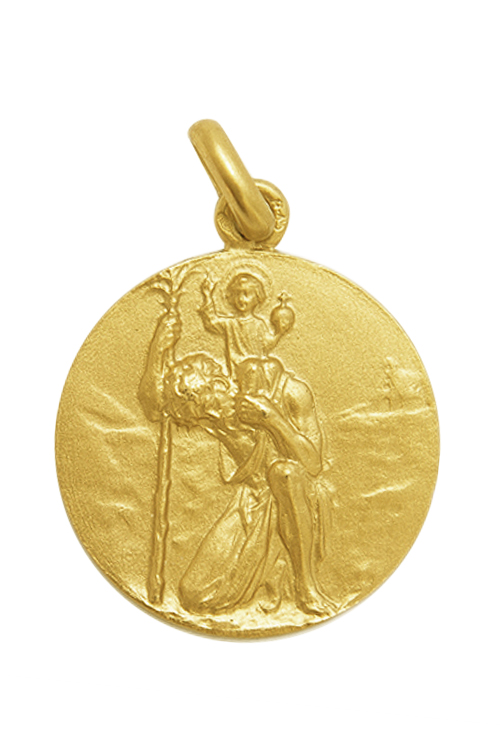 Medalla de San Cristobal de oro de ley de 18 kilates en color amarillo al mejor precio en nuestra joyeria online 268_M1-1-63-18