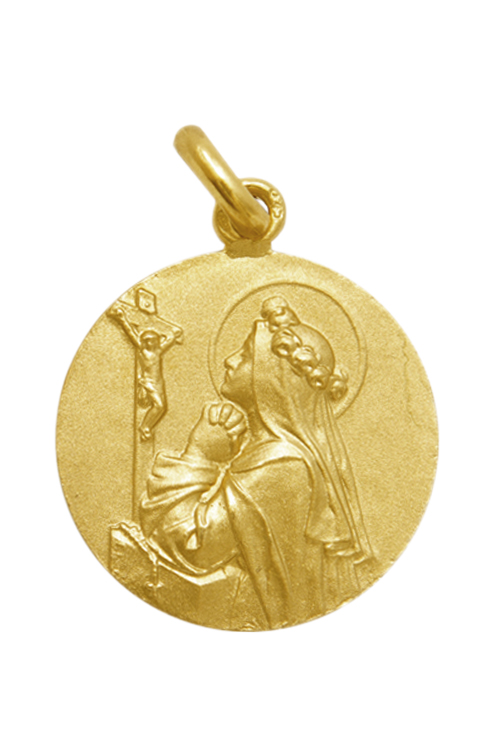 Medalla de Santa Rosa de oro amarillo de ley de 18 kilates con 20 milímetro de diámetro 268_M1-1-36-20