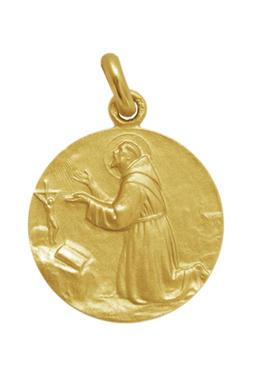 Medalla de San Fco de Isis en oro amarillo de ley de 18 kilates en nuestra joyeria online 268_M1-1-42-20