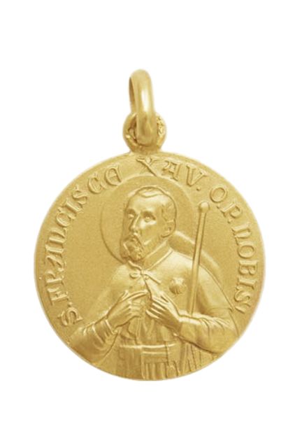 Medalla religiosa de San Francisco Javier realizada en oro de ley de 18 kilates en nuestra joyeria online al mejor y mas barato precio del internet 268_M1-1-54-25