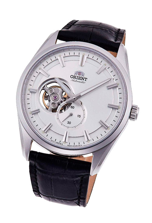 reloj hombre Orient esqueleto esfera blanca y correa de piel RA-AR0004S10B