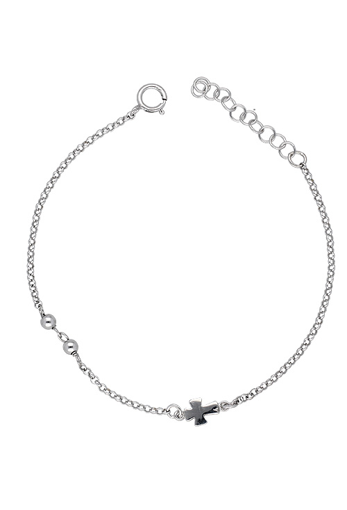 Pulsera plata motivo cruz con bolas 266_043201-1-1-BOL-0