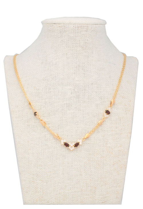 gargantilla oro amarillo 18 kilates con granates y circonitas compra a precio de ocasion mas barato imposible foto en peto 146_A607-G_03