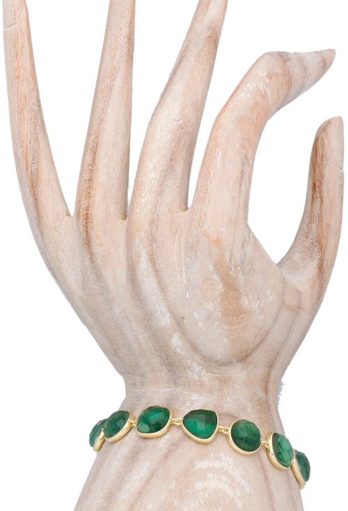 pulsera plata chapada oro amarillo con cuarzos verdes foto en modelo 252_BB3216-JV_02