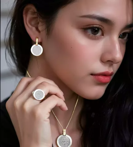 conjunto oro bicolor y diamantes pleniluvio