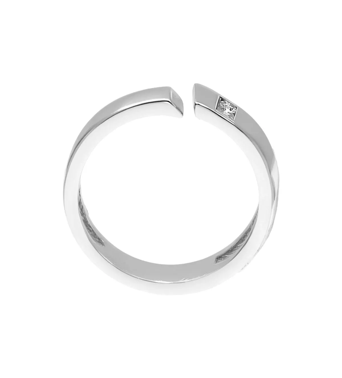 anillo de oro blancocon dos diamantes Cut plano cenital