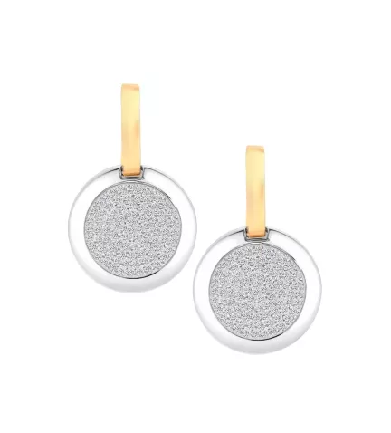 pendientes oro bicolor con diamantes Pleniluvio