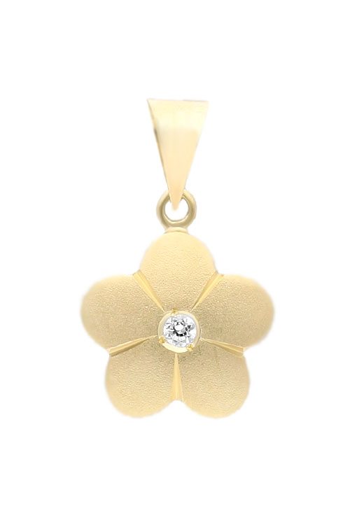 colgante oro amarillo con circonita forma de flor fotografia frontal 038_LO-008-20MY07