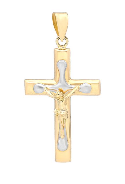 cruz oro amarillo 18 kilates con circonitas foto frontal precio de ocasion 036_X24275