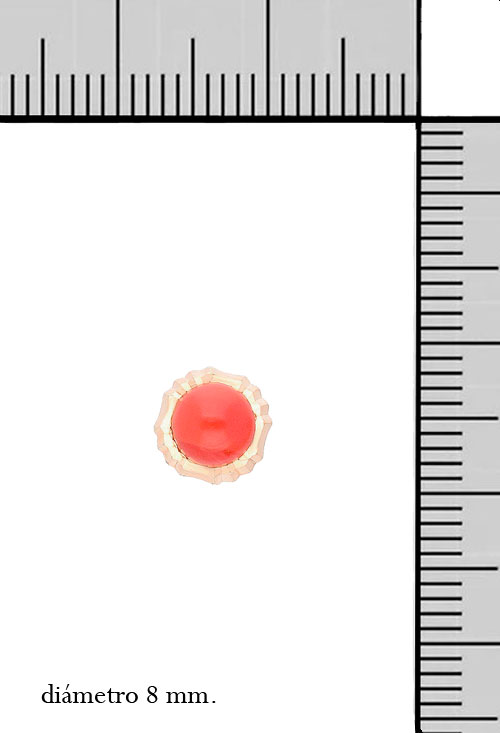 pendientes coralina y oro 18 kilates a precio de ocasion foto con medidas 036_TT41770_M