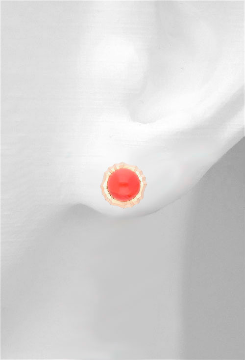 pendientes coralina y oro 18 kilates a precio de ocasion foto modelo oreja 036_TT41770_02