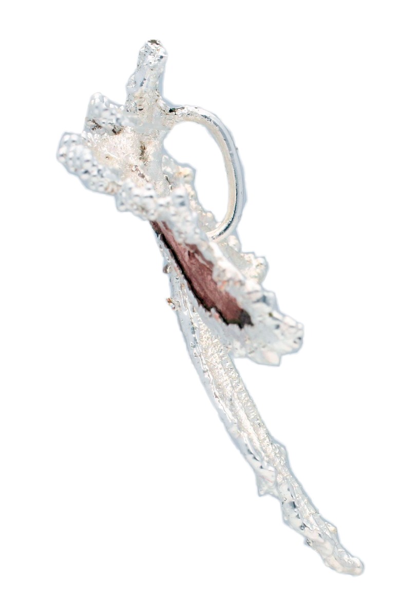 hoja de geraneo chapada en plata y bronce fotografia lateral precio barato joyeria online 270_GERANEO-BP-4-4_01