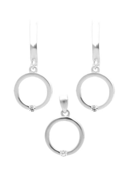 juego de pendientes y colgante plata de ley circulos con circonitas foto conjunto 240_JR-63