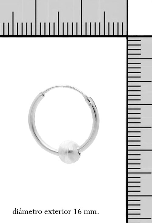 pendientes de aro chanela redonda con bola insertada foto con medidas 240_ARO15-B5_M