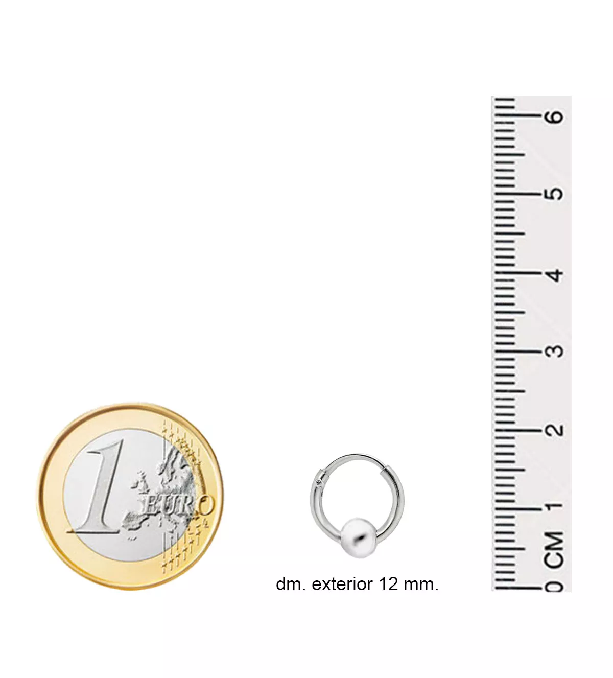 Pendientes de plata aro con bola "Orbita Blanca" - Imagen 3